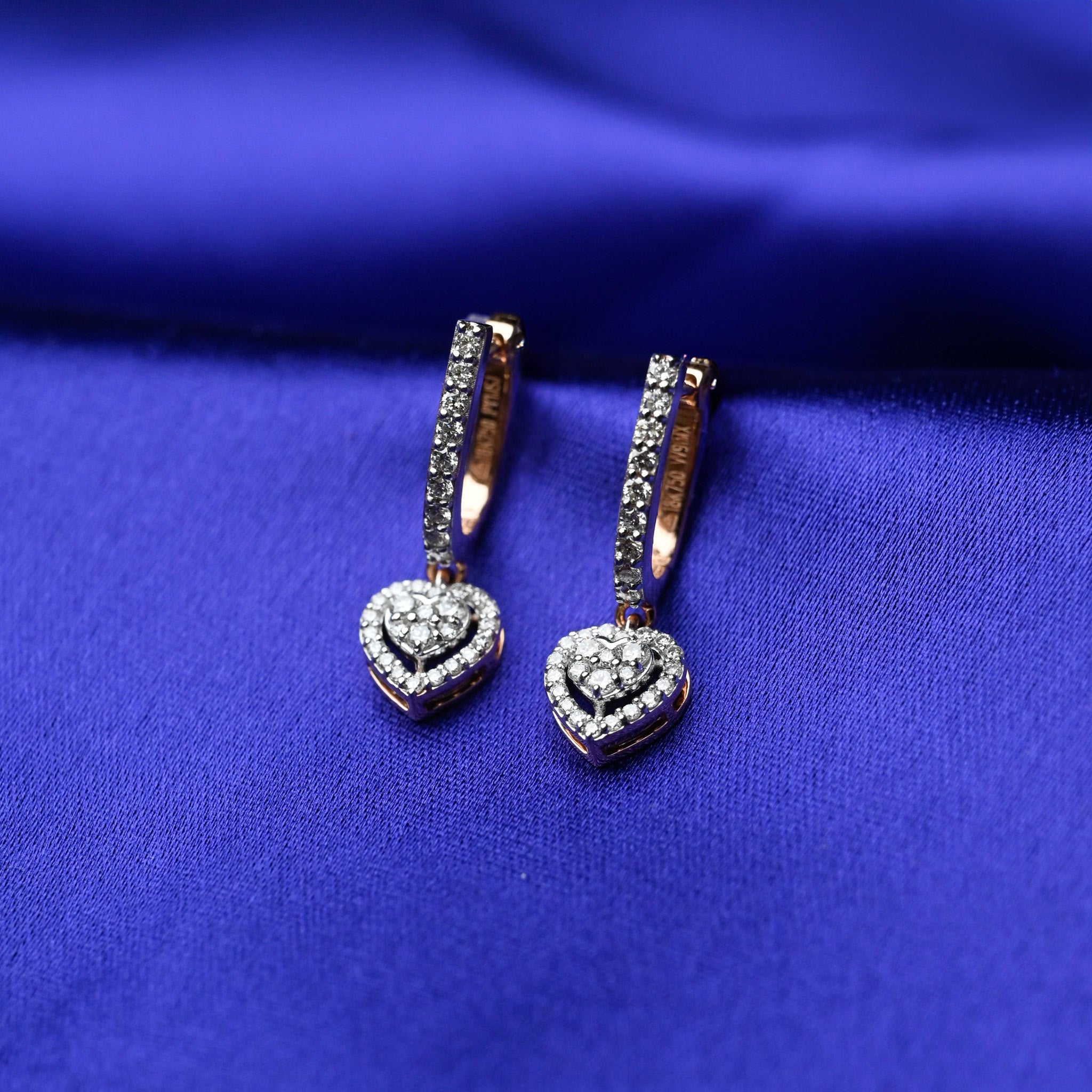 Diamond Hearts - Hoop Earrings