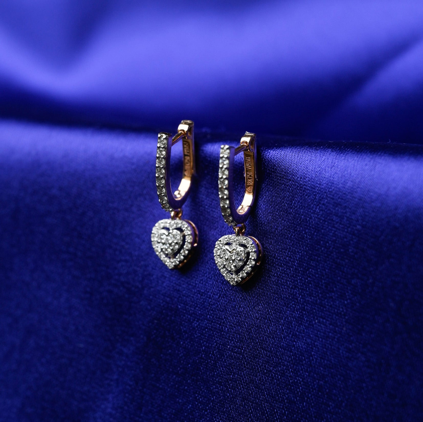 Diamond Hearts - Hoop Earrings