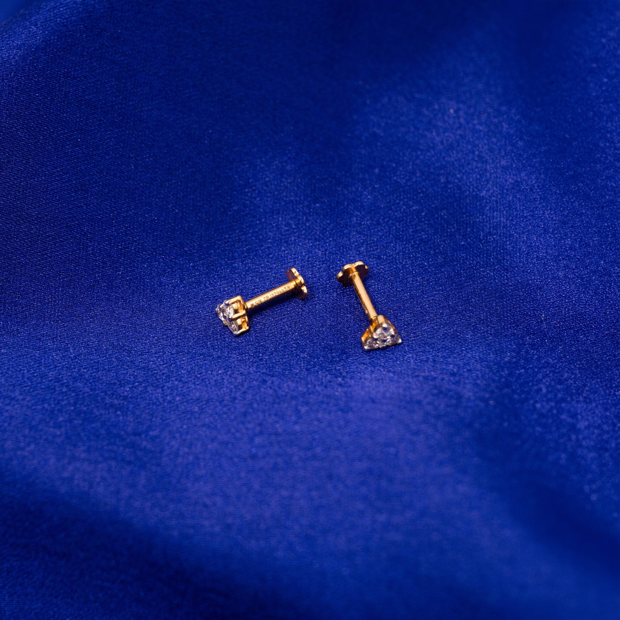 3 Stone Diamond Studs