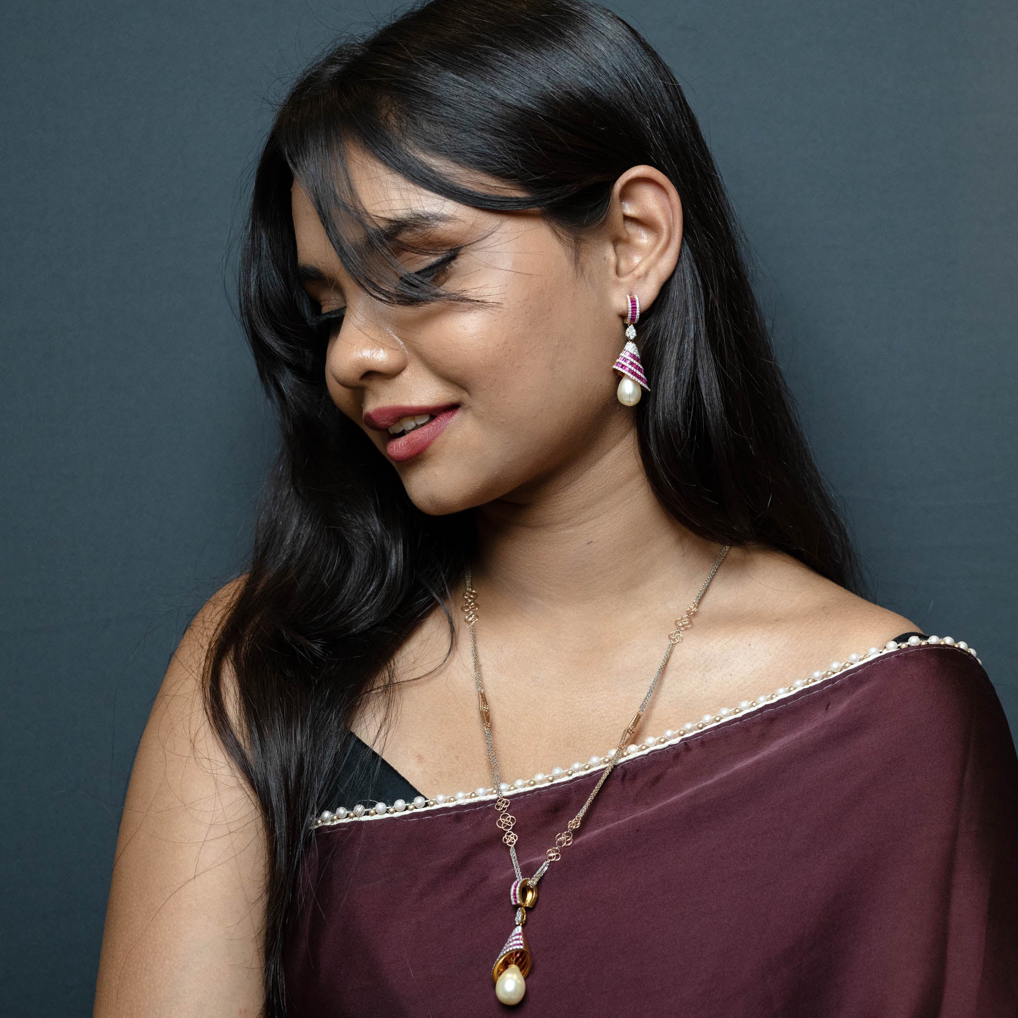 Ruby Bells - Earrings & Pendant Set