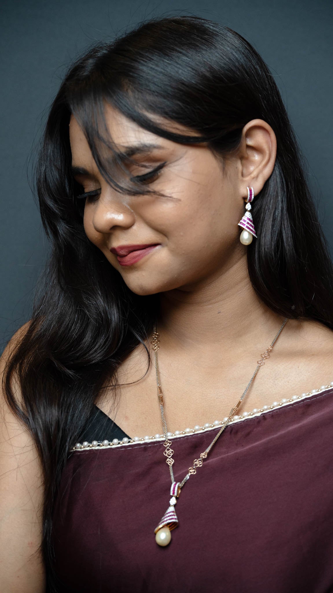 Ruby Bells - Earrings & Pendant Set