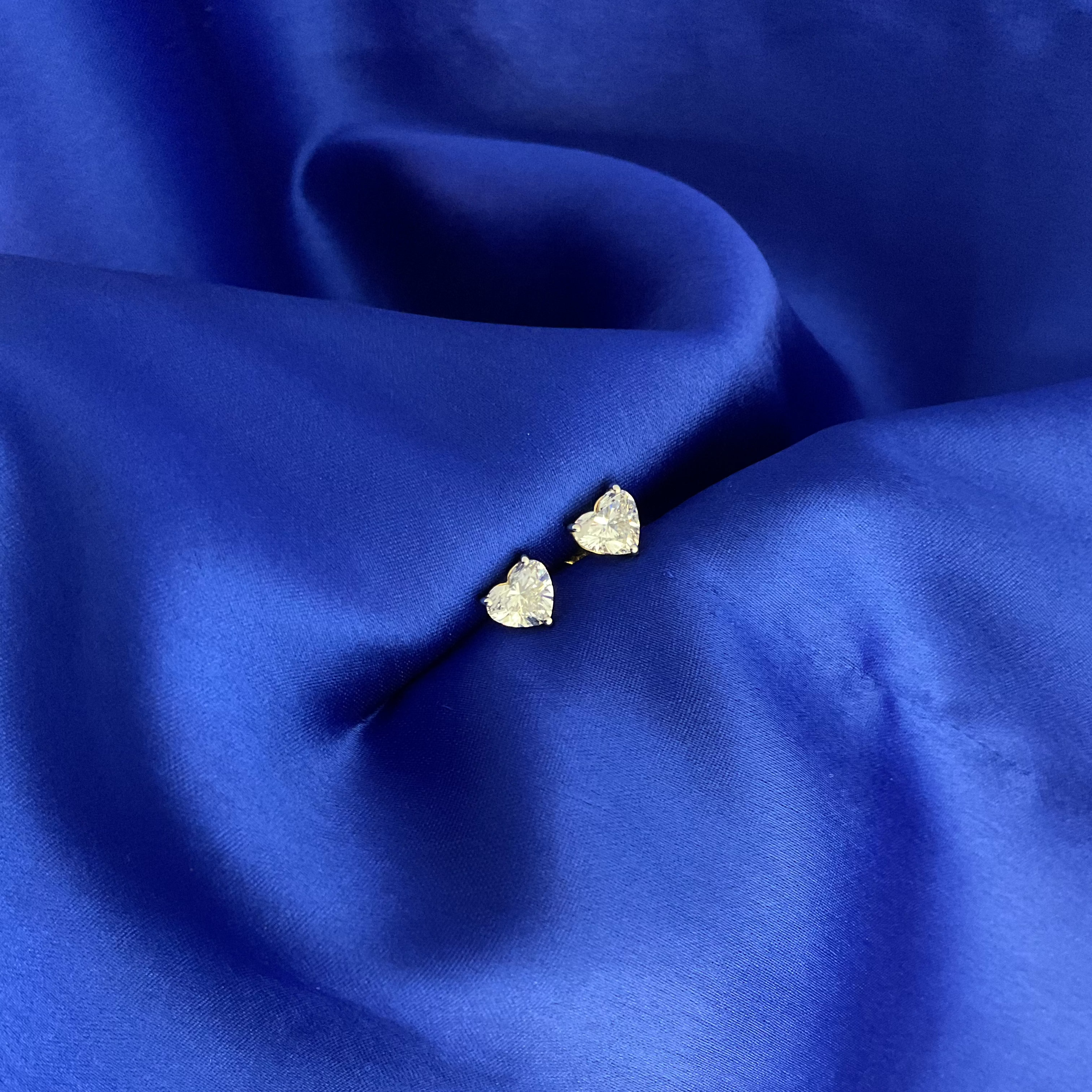 57 Cents Solitaire Heart Studs