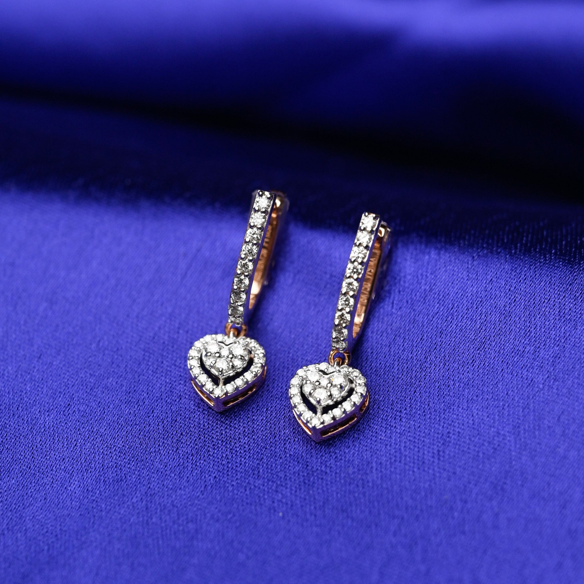 Diamond Hearts - Hoop Earrings