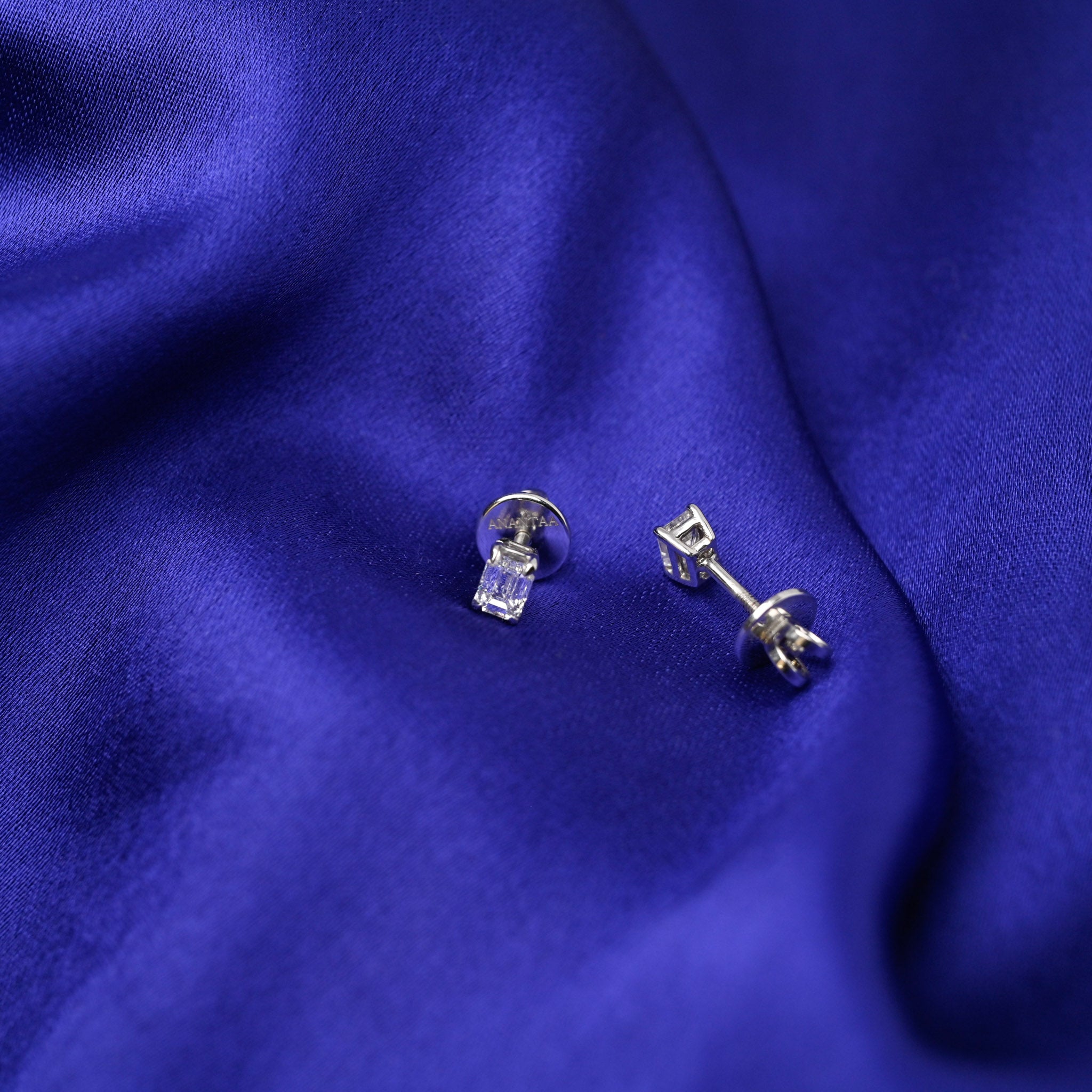 Emerald Cut Solitaire Studs