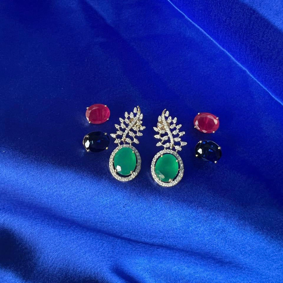 Emerald Elegance Changeable Earrings