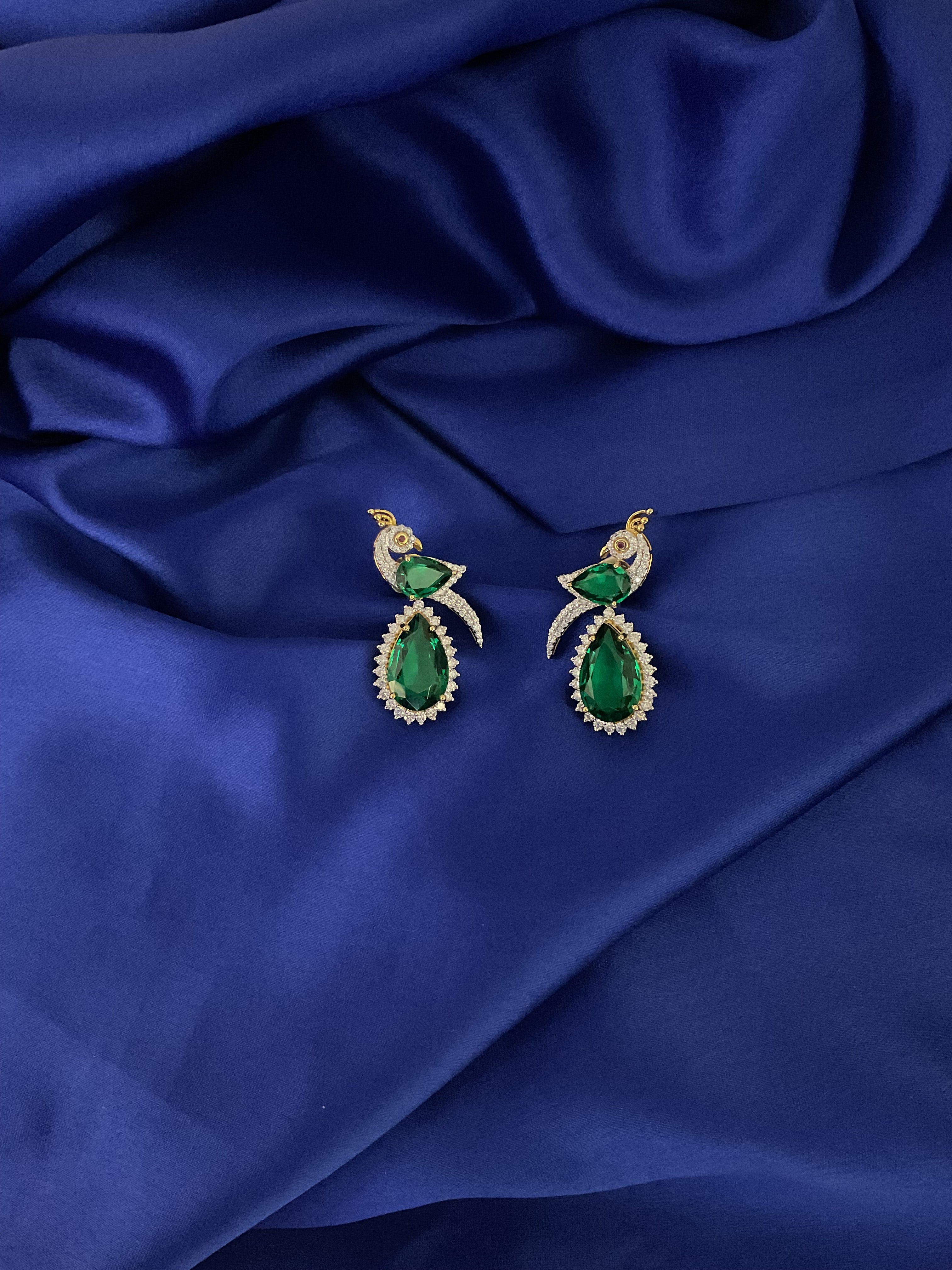 Green Elegance Peacock Earrings
