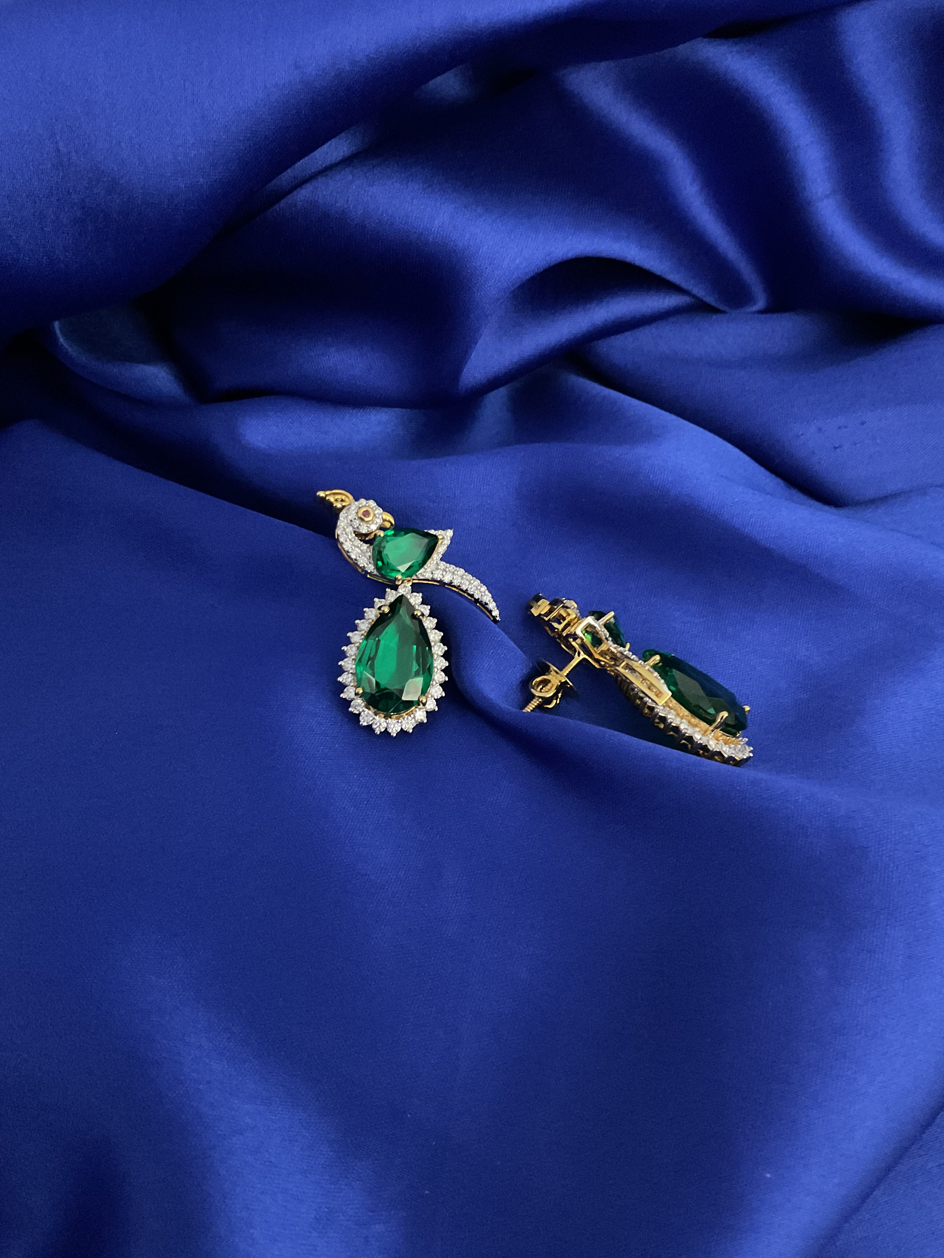 Green Elegance Peacock Earrings