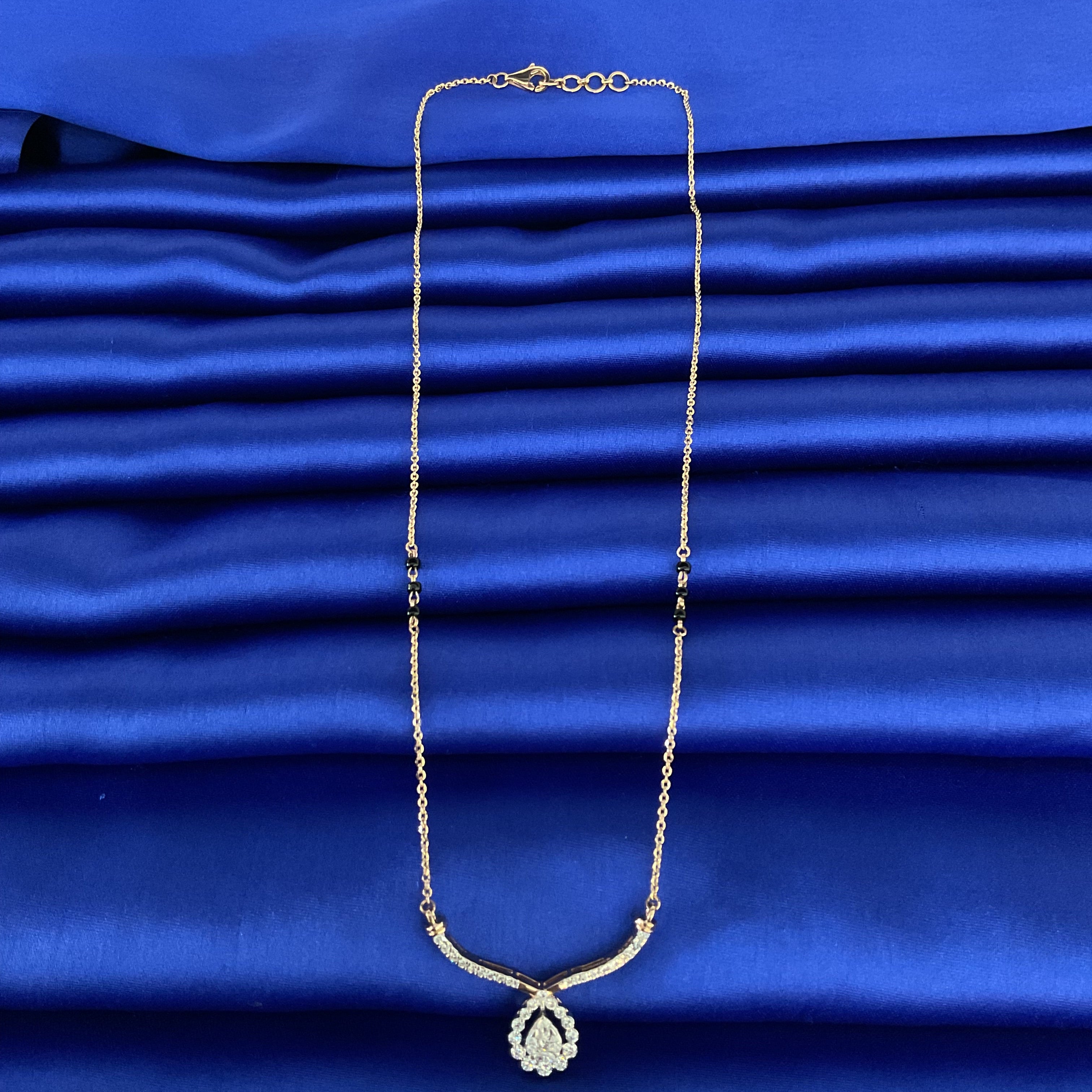 Eshana Black Beads Pendant Chain