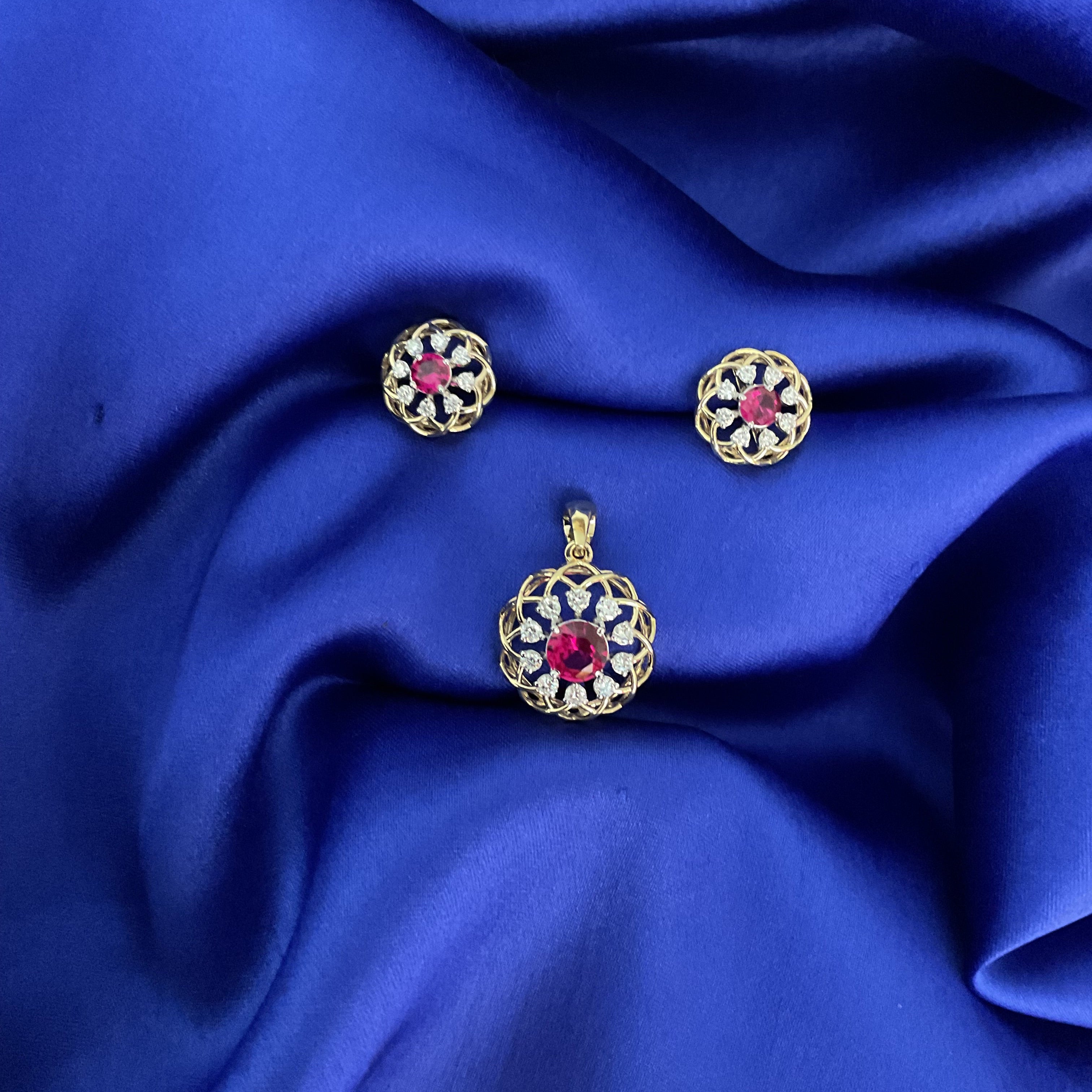 Pink Stone Diamond Studs
