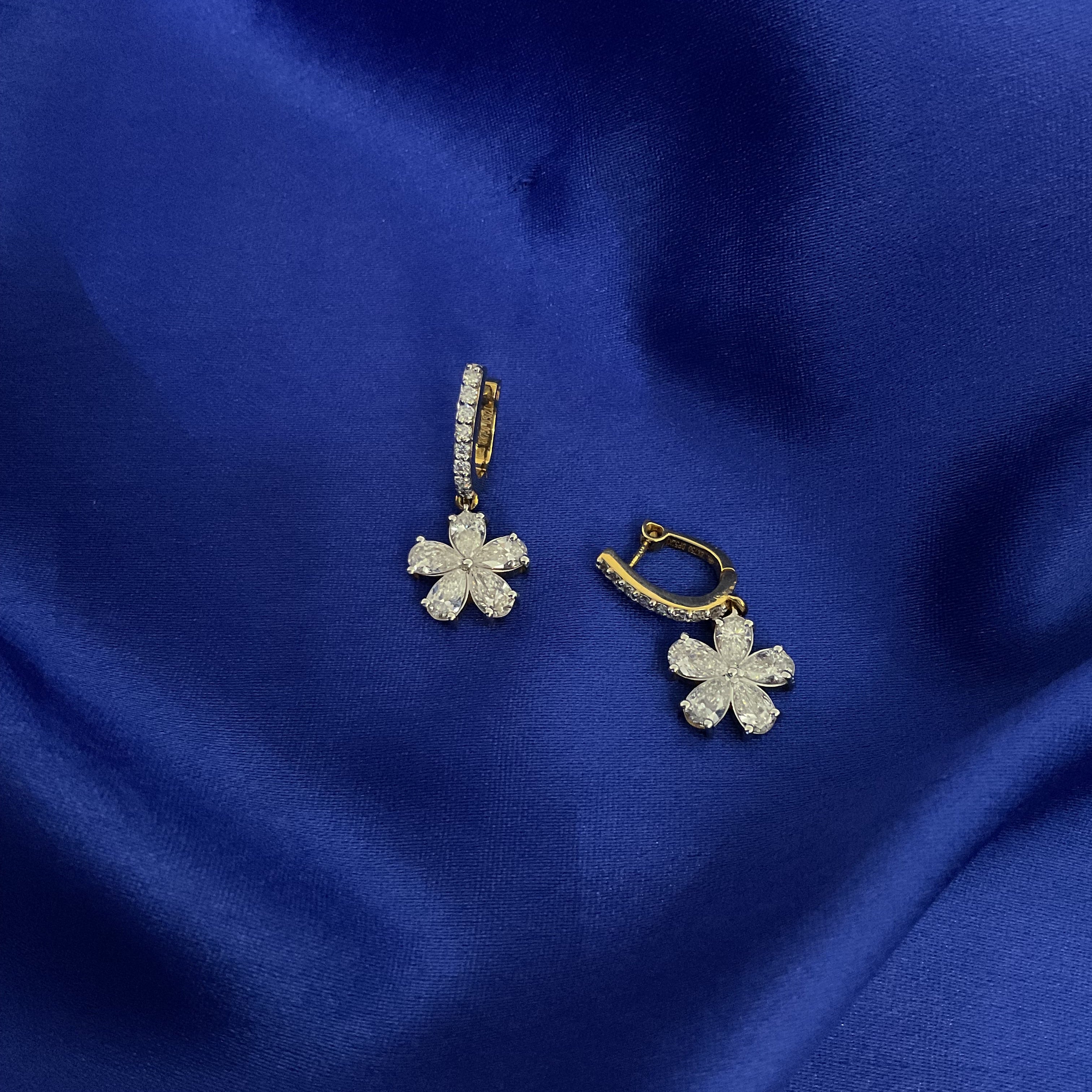 Solitaire Flower Hoops