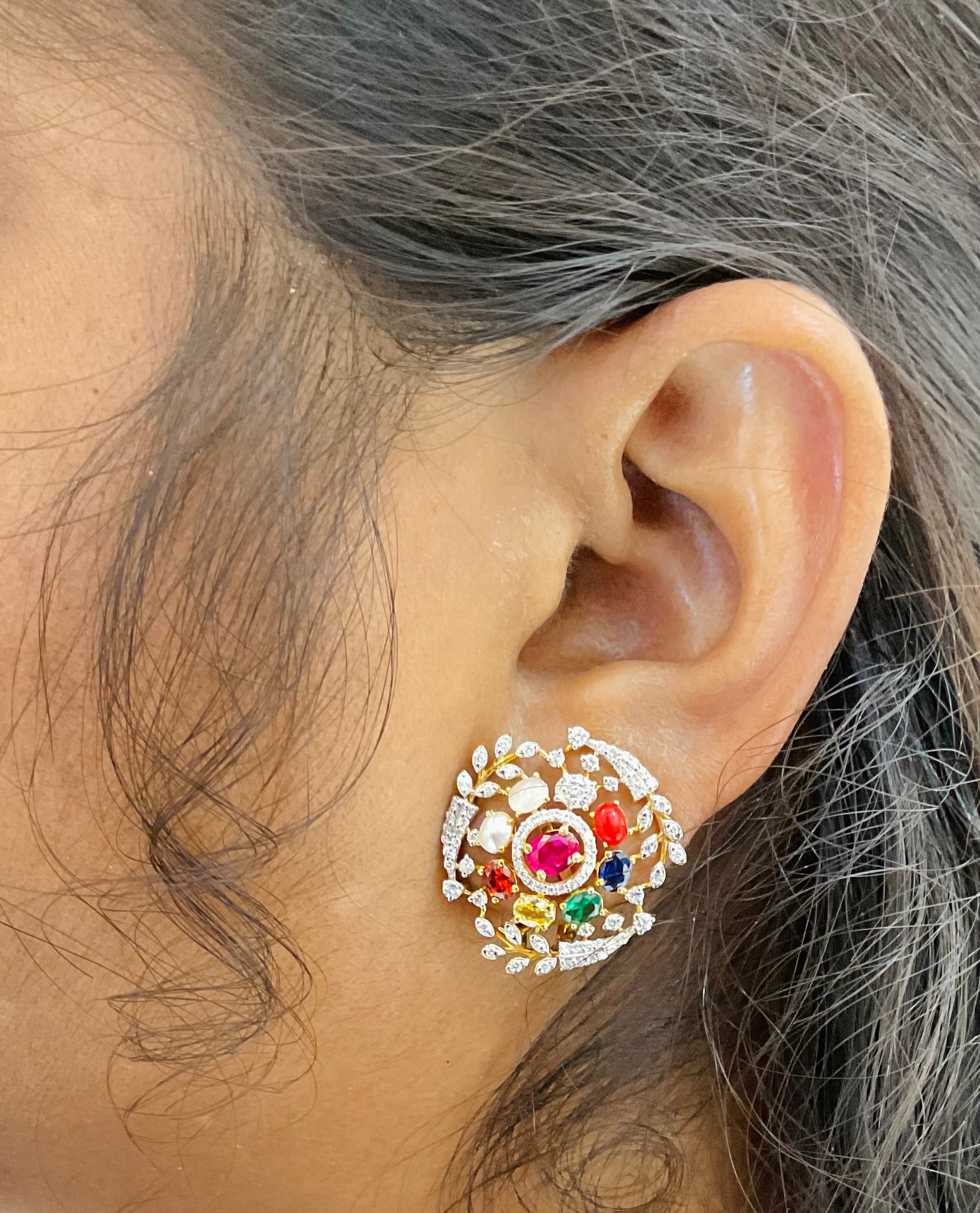 Navaratna Latha studs