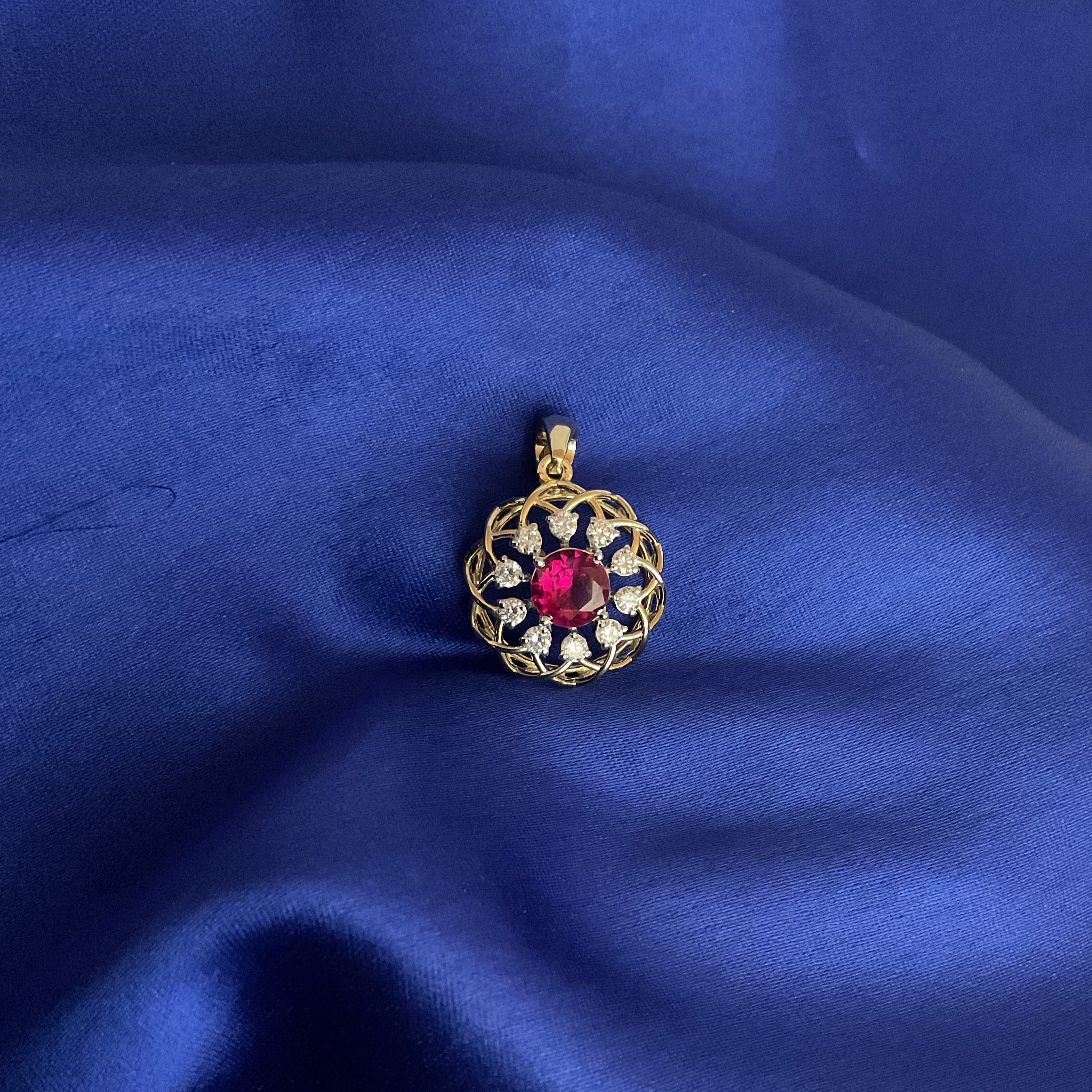 Pink Stone Diamond Pendant