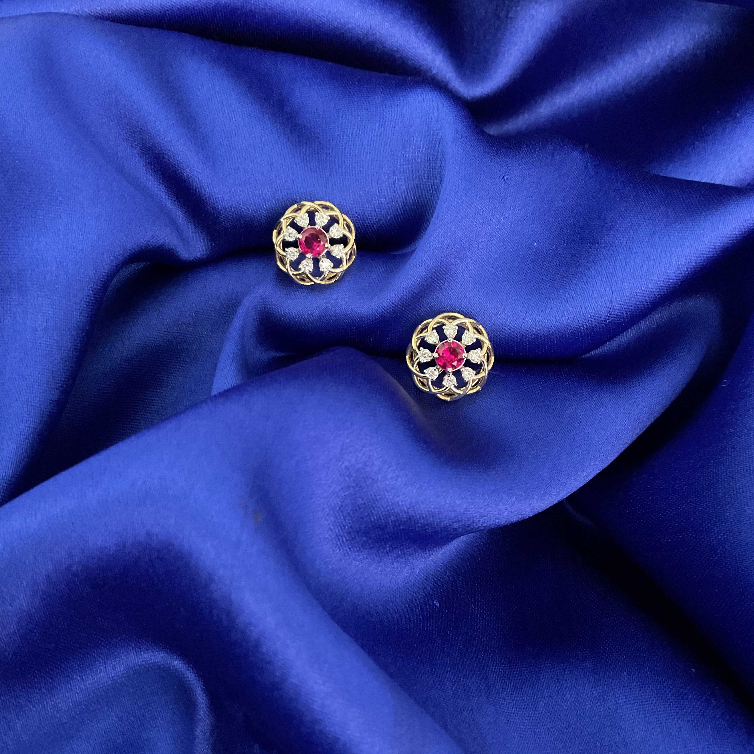 Pink Stone Diamond Studs