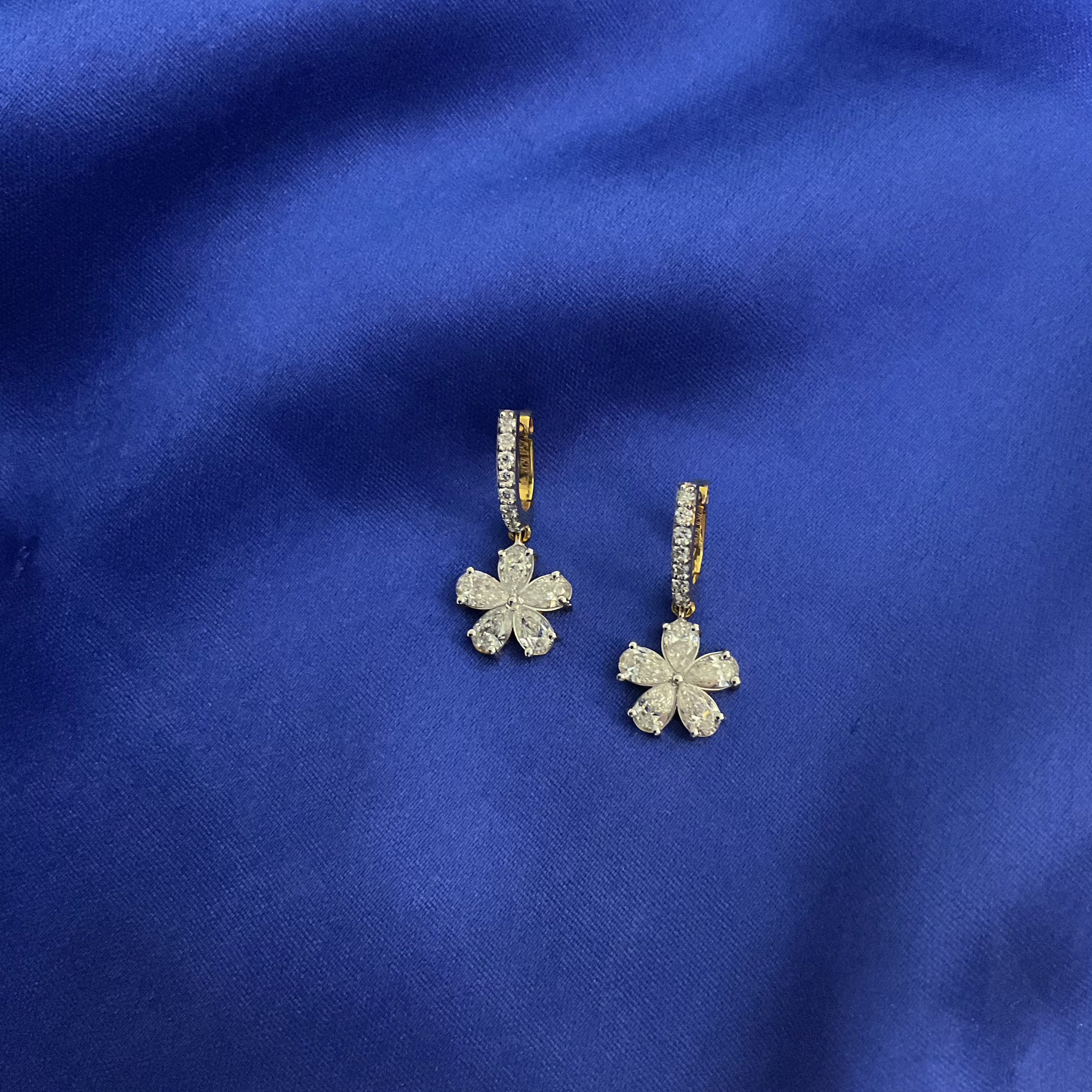 Solitaire Flower Hoops