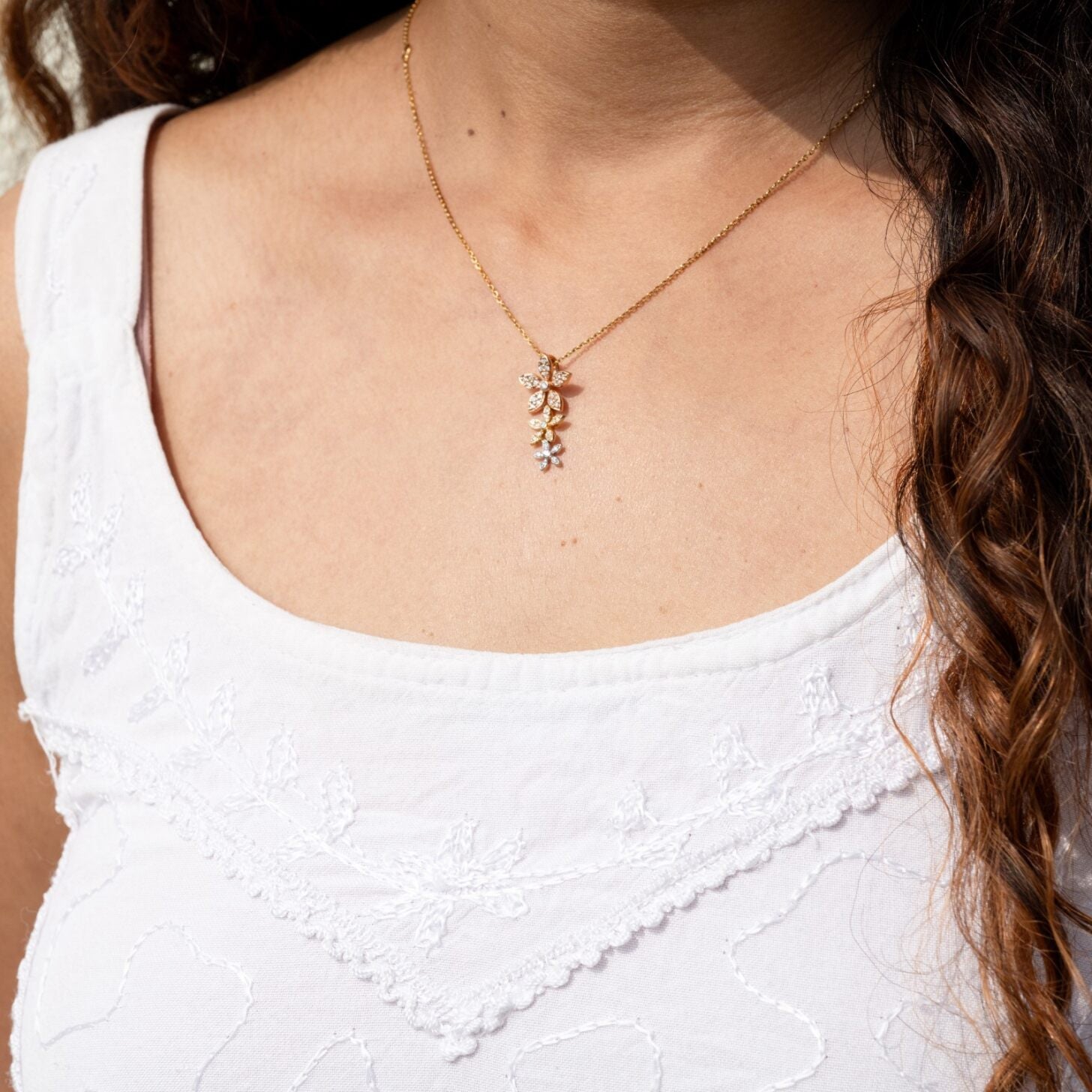 Triple Tone Flower Pendant