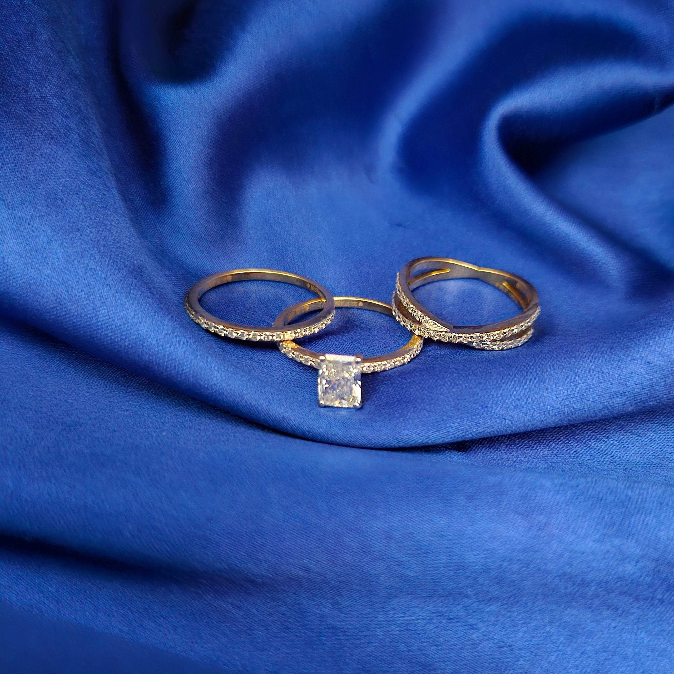 Strack Rings with Solitaire: Size- 13.5