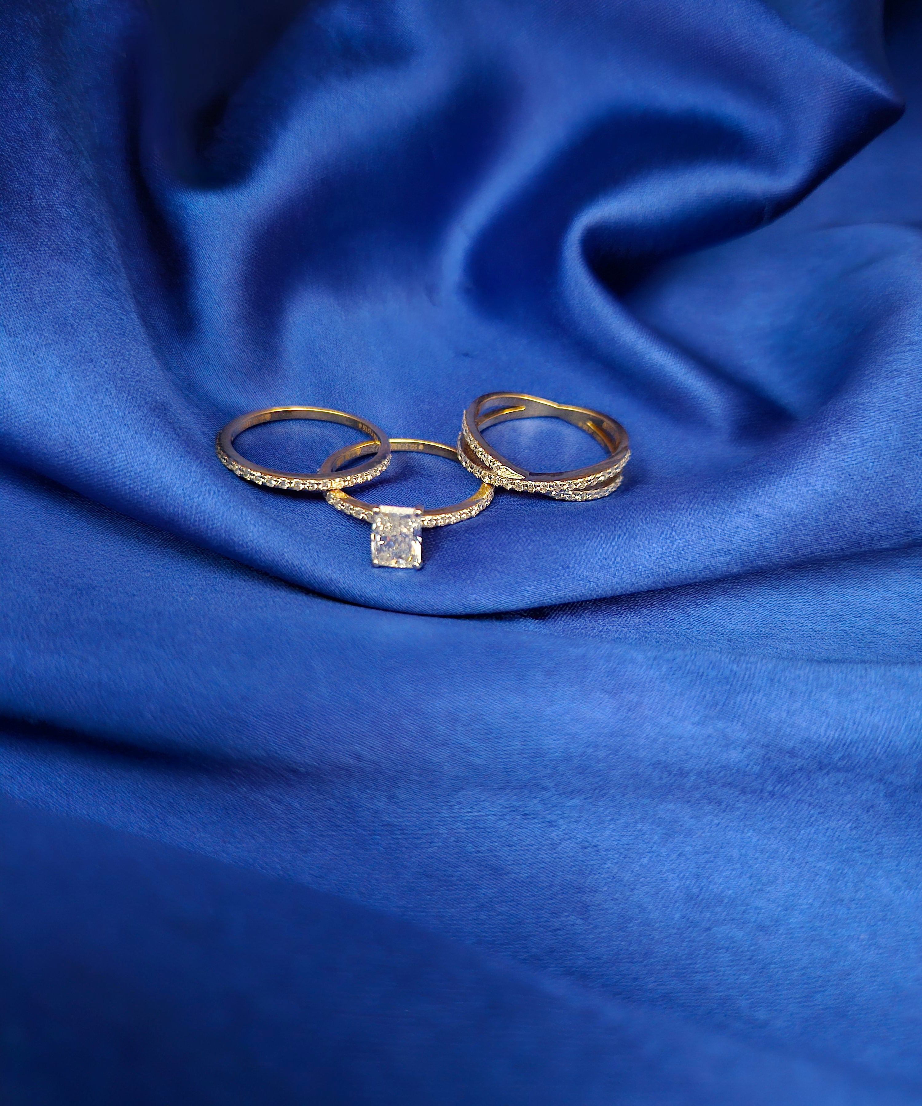 Strack Rings with Solitaire: Size- 13.5