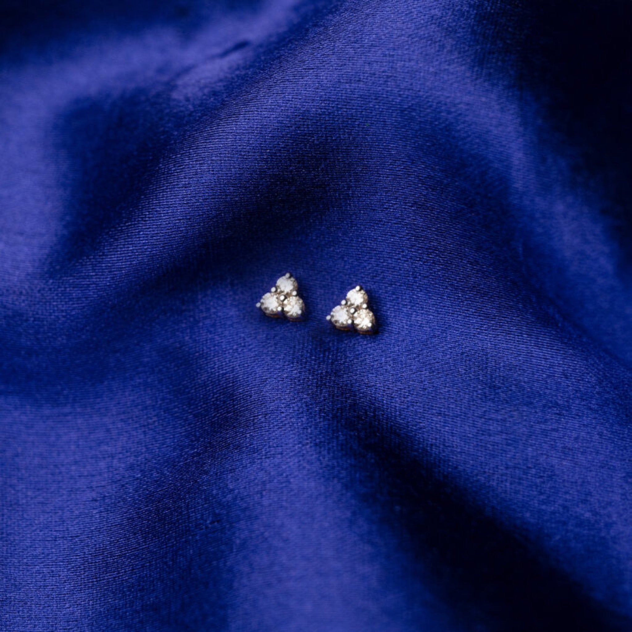 3 Stone Diamond Studs