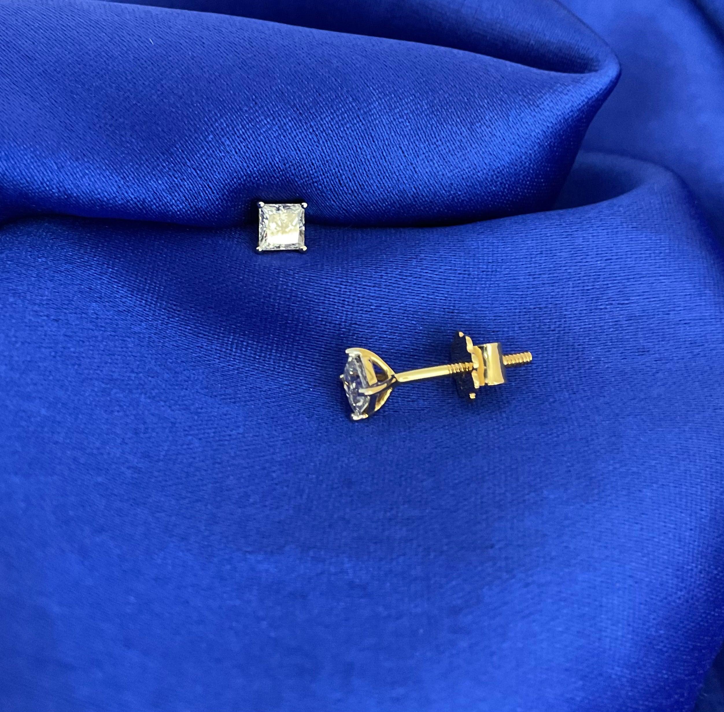 27 Cents Princess Cut Solitaire Studs