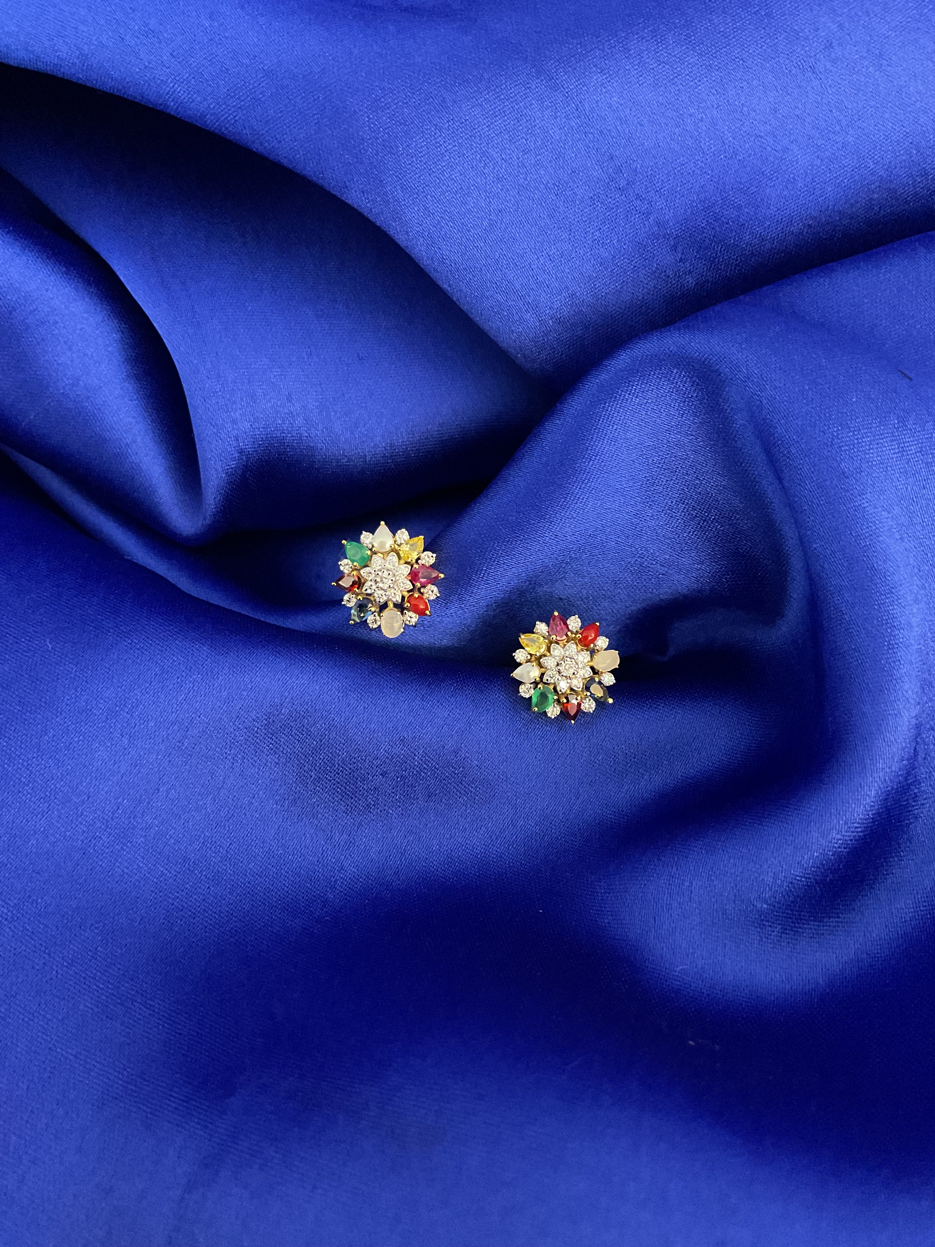 Floral Navaratna Studs