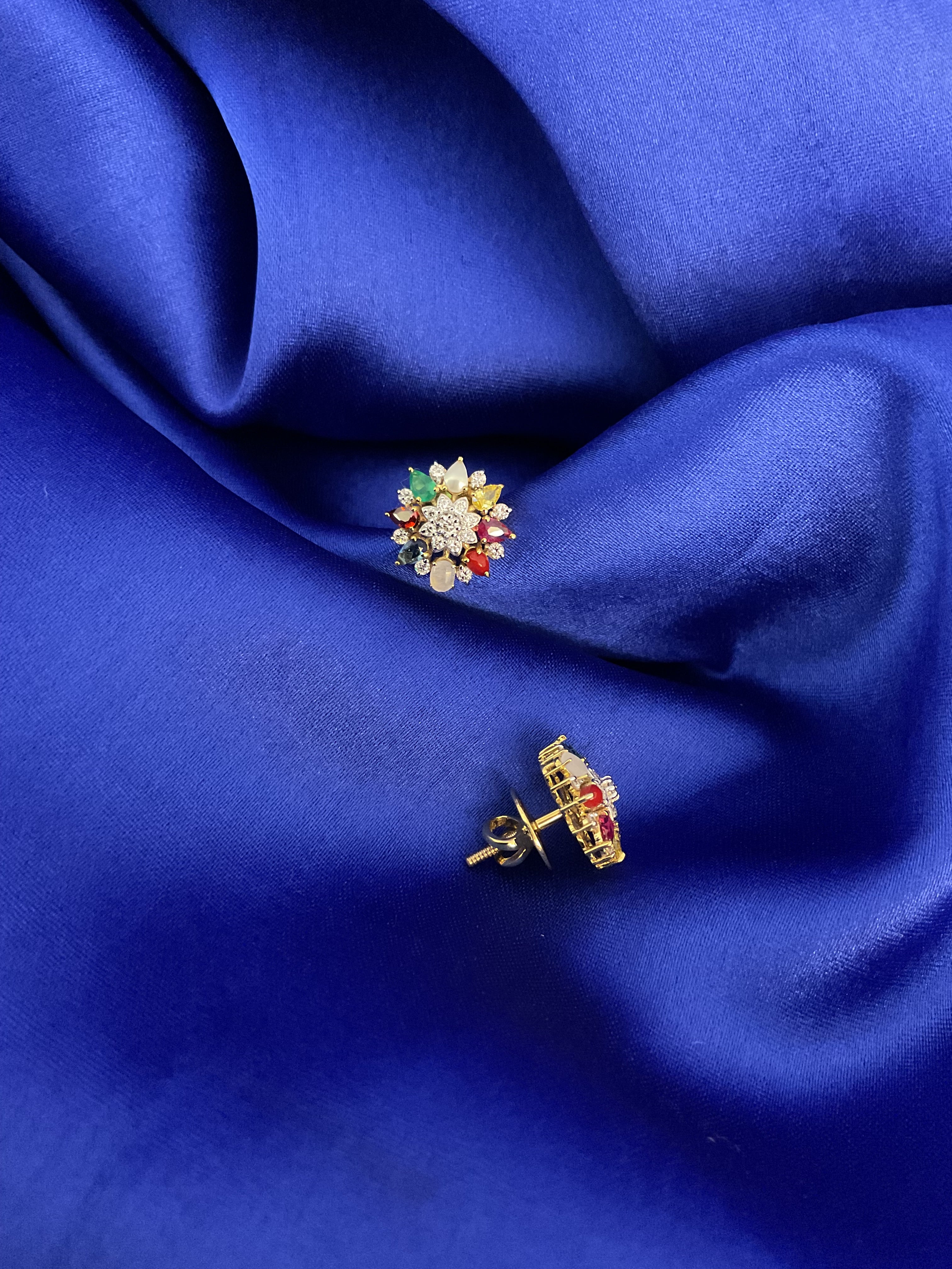 Floral Navaratna Studs