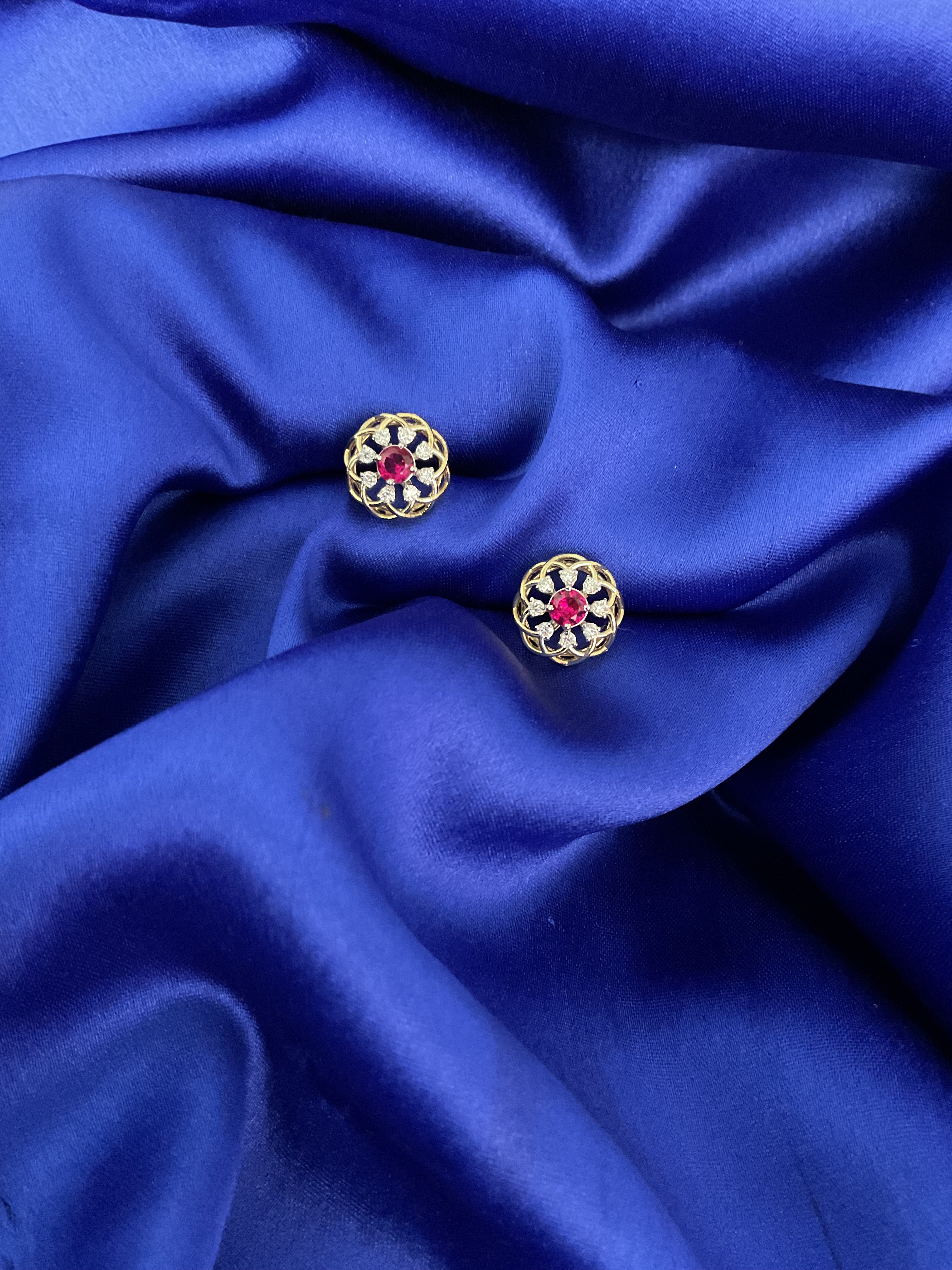 Pink Stone Diamond Studs