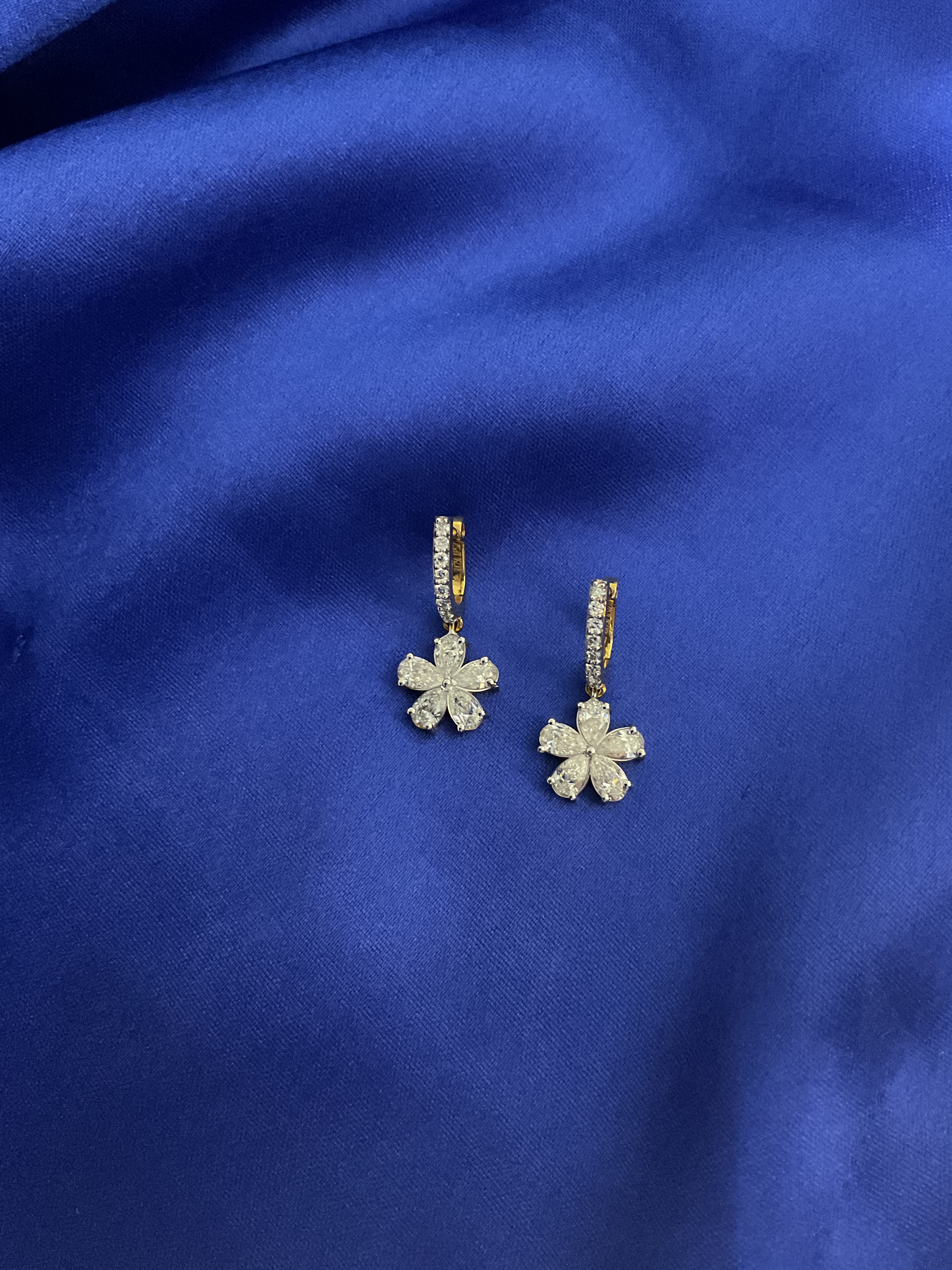 Solitaire Flower Hoops