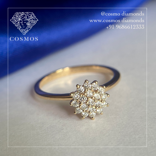 Flower cluster diamond ring