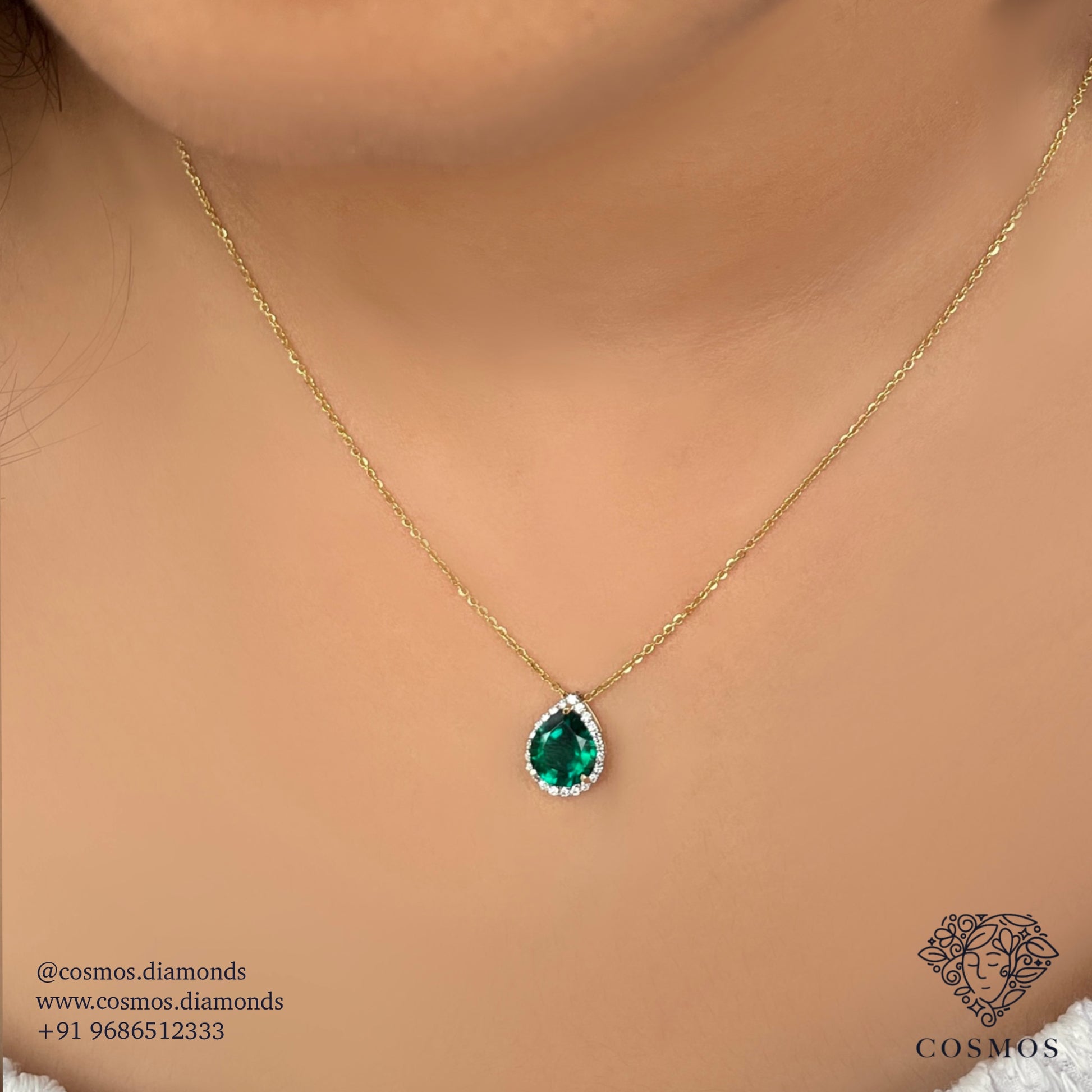 green pendant, labgrown diamonds, pendants online,emerald pendant, gold pendant, diamond pendant, magic pendant, cosmos diamonds