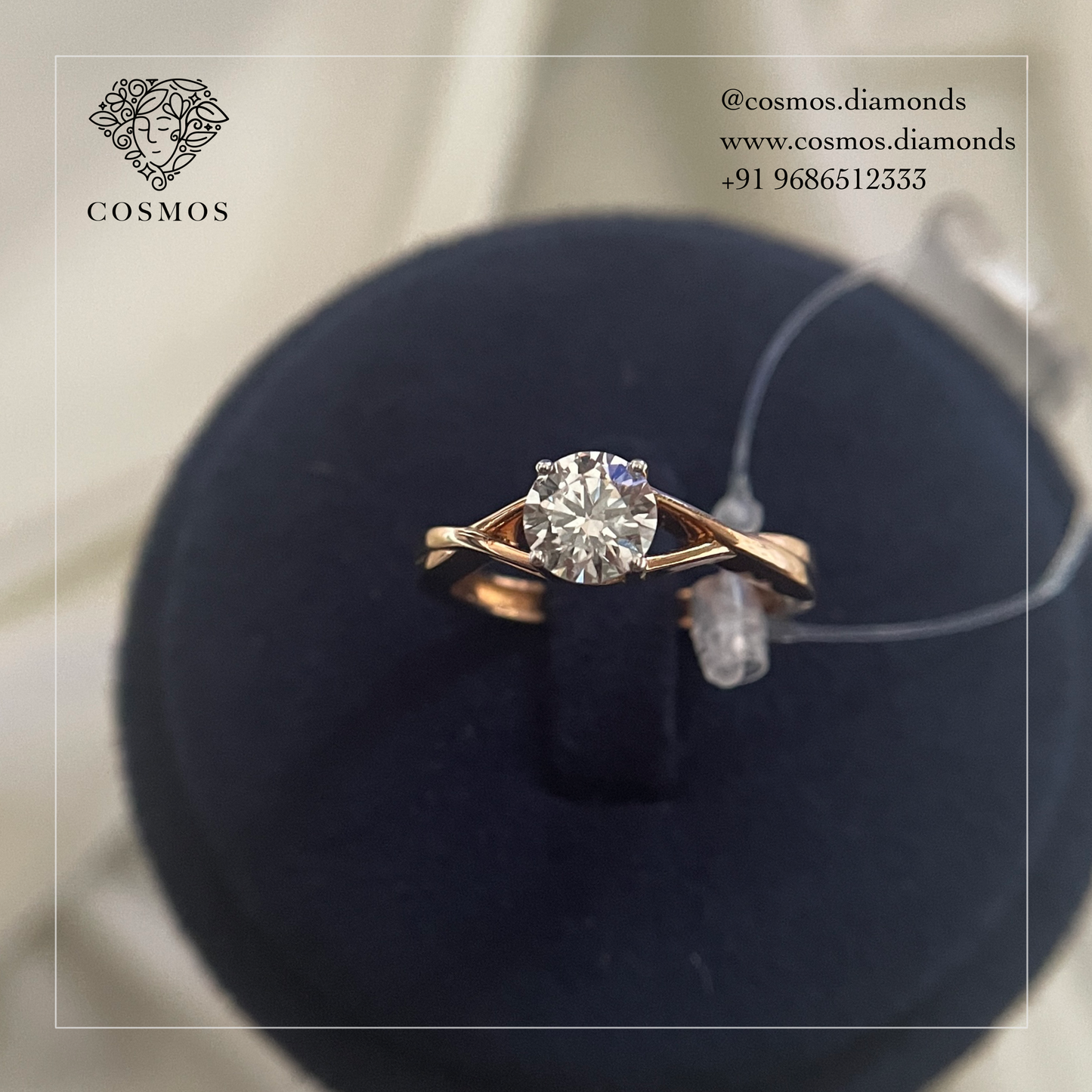 Twisted solitaire diamond ring