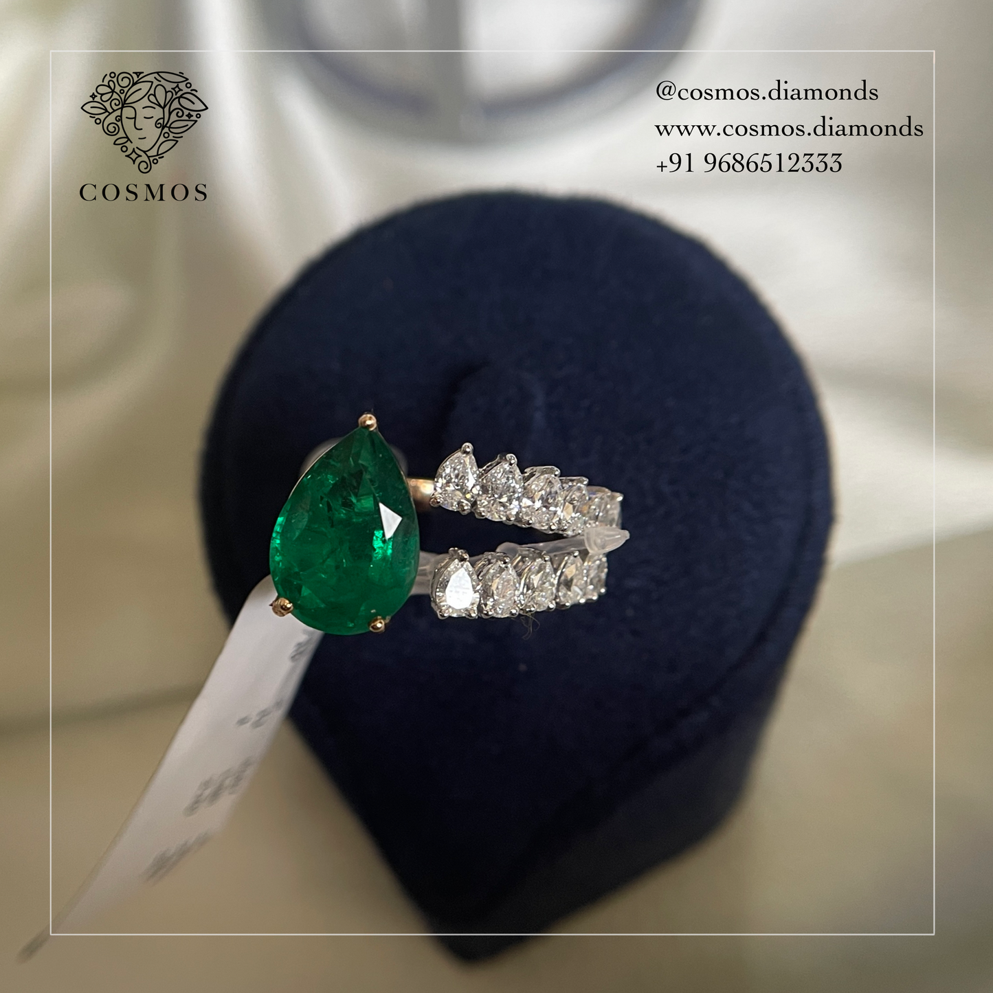 Charming green emerald diamond rings