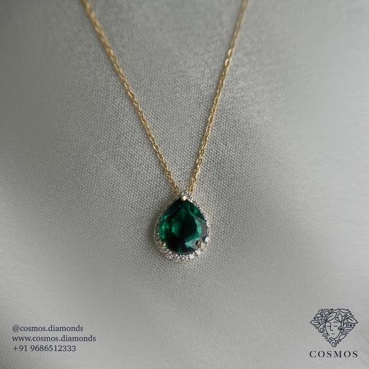 green pendant, labgrown diamonds, pendants online,emerald pendant, gold pendant, diamond pendant, magic pendant, cosmos diamonds